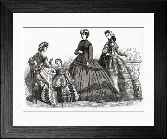 Framed Print : The latest fashion of Autumn, with darker silks of colour in their dresses Framed Print : The latest fashion of Autumn, with darker silks of colour in their dresses