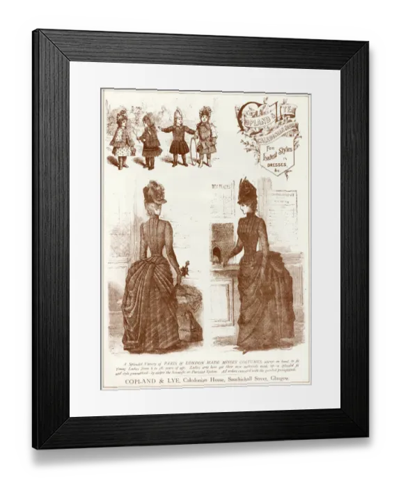 Framed Print : Advert for Copland & Lye womens latest fashion 1887 Framed Print : Advert for Copland & Lye womens latest fashion 1887