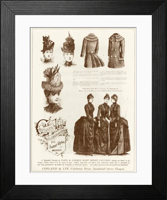 Framed Print : Advert for Copland & Lye womens latest fashion 1887 Framed Print : Advert for Copland & Lye womens latest fashion 1887