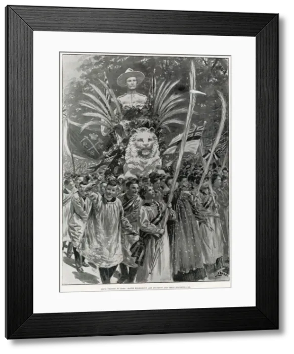 Framed Print : South Kensington Arts Students marching through London, with a bust of Major-General Framed Print : South Kensington Arts Students marching through London, with a bust of Major-General