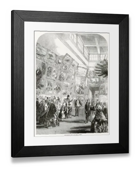 Framed Print : Visit by Queen Victoria and Prince Albert to the Royal Academys galleries in London Framed Print : Visit by Queen Victoria and Prince Albert to the Royal Academys galleries in London