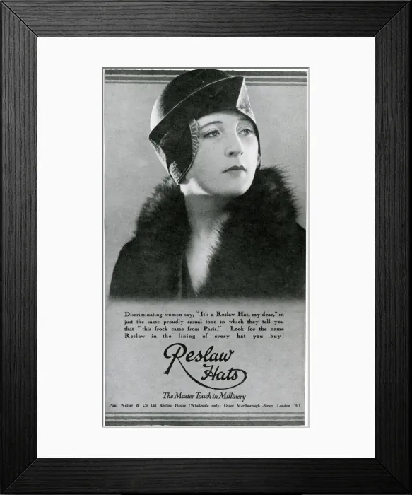 Framed Print : Advert for Reslaw womens hats 1929 Framed Print : Advert for Reslaw womens hats 1929