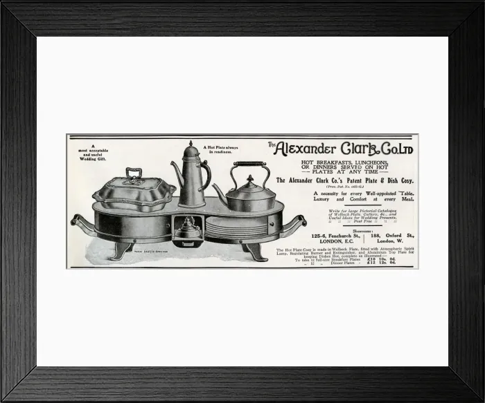 Framed Print : Advert for Alexander Clark, hot plate 1912 Framed Print : Advert for Alexander Clark, hot plate 1912