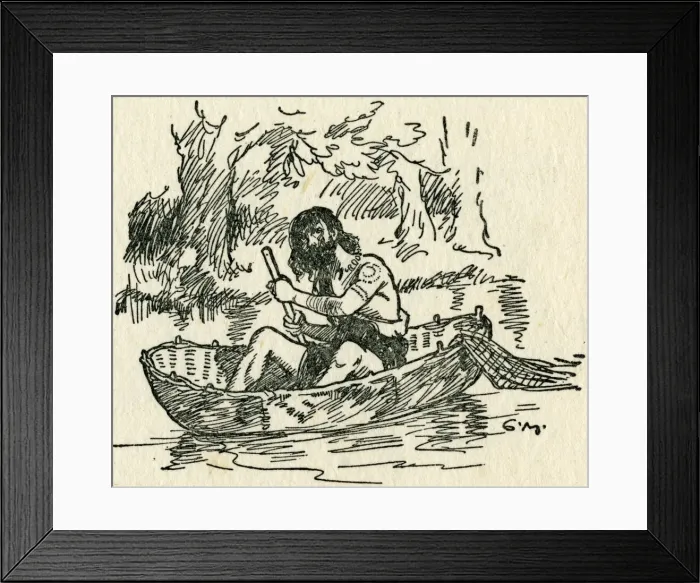 Framed Print : An ancient Briton in a fishing boat Framed Print : An ancient Briton in a fishing boat