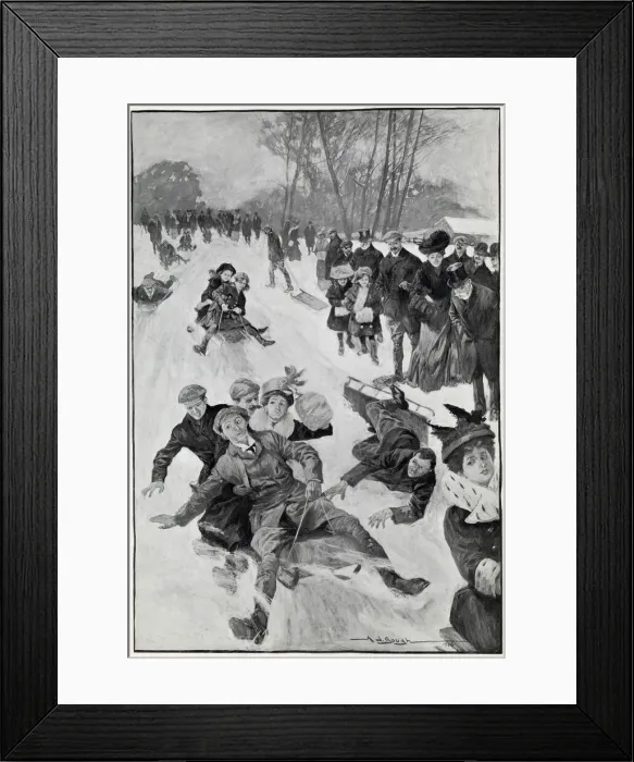 Framed Print : For adults and children alike, enjoying their day outside in the snow Framed Print : For adults and children alike, enjoying their day outside in the snow