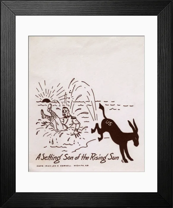 Framed Print : American mule kicks out at Japanese Agressor - WW2 Framed Print : American mule kicks out at Japanese Agressor - WW2