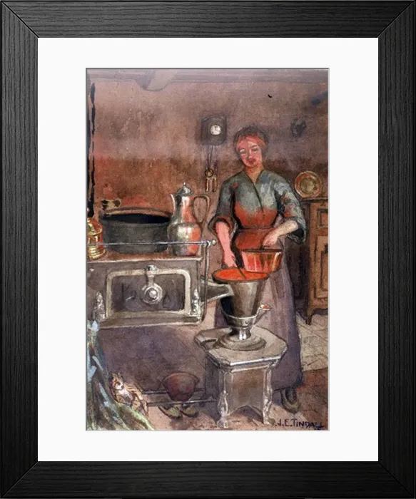 Framed Print : Typical French kitchen stove, with Hortense Delacroix, WW1 Framed Print : Typical French kitchen stove, with Hortense Delacroix, WW1