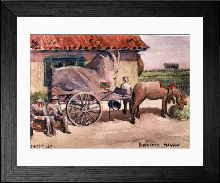 Framed Print : Portuguese Army mule cart en route through Erquinghem, WW1 Framed Print : Portuguese Army mule cart en route through Erquinghem, WW1