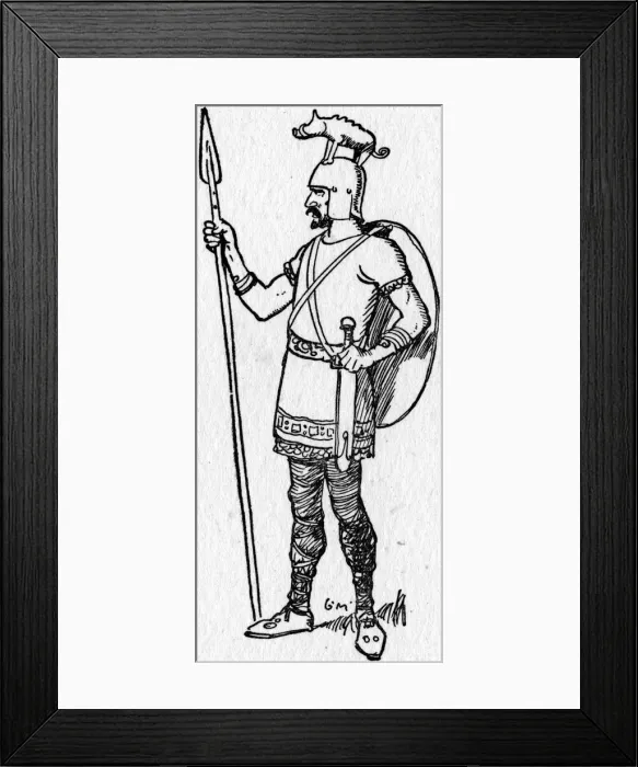 Framed Print : Early medieval Warrior with boar-crested Spangelhelm Framed Print : Early medieval Warrior with boar-crested Spangelhelm