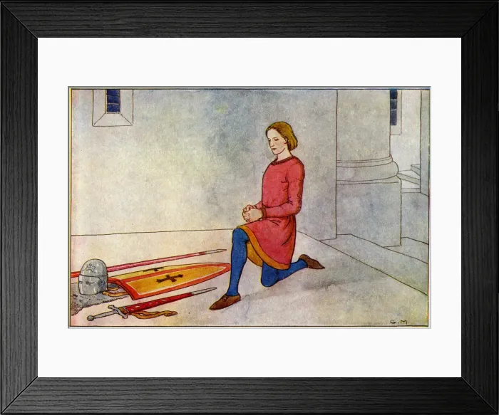 Framed Print : A Young soldier prays the night before becoming a Knight Framed Print : A Young soldier prays the night before becoming a Knight