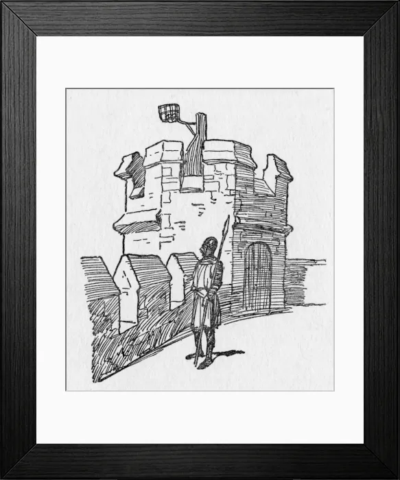 Framed Print : A defending Soldier watching the enemy from a Castle Framed Print : A defending Soldier watching the enemy from a Castle