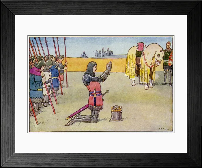 Framed Print : King Henry V prays with his soldiers before battle Framed Print : King Henry V prays with his soldiers before battle