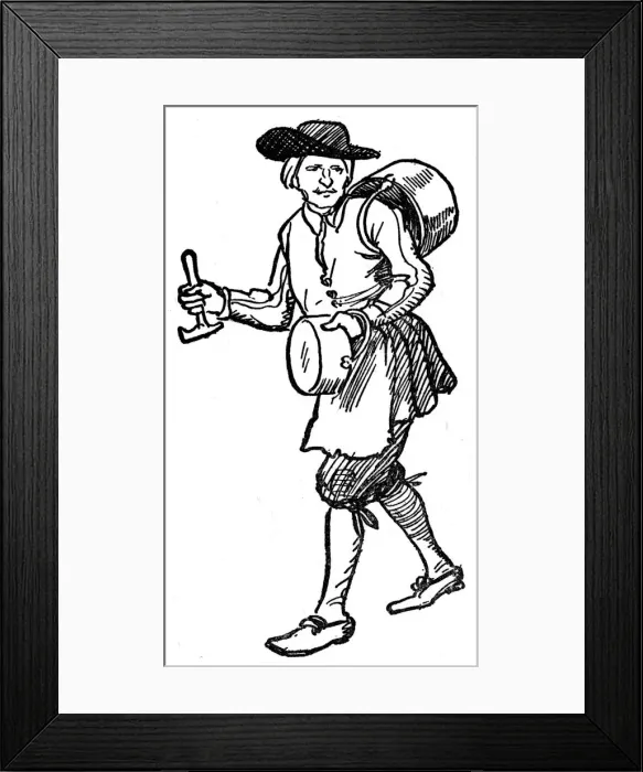 Framed Print : A travelling tinker in the Seventeenth Century Framed Print : A travelling tinker in the Seventeenth Century