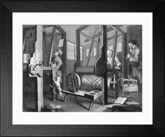 Framed Print : Weaving at Spitalfields, England, Industry and Idleness Framed Print : Weaving at Spitalfields, England, Industry and Idleness