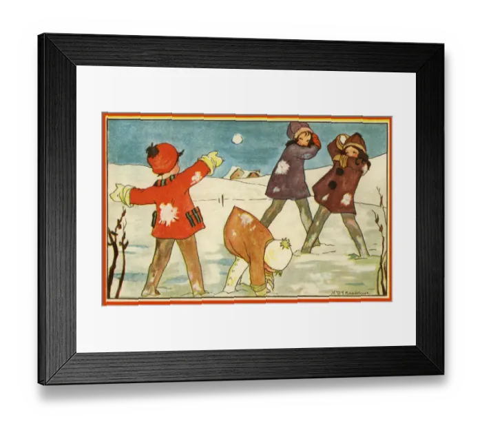 Framed Print : Children snowballing Framed Print : Children snowballing