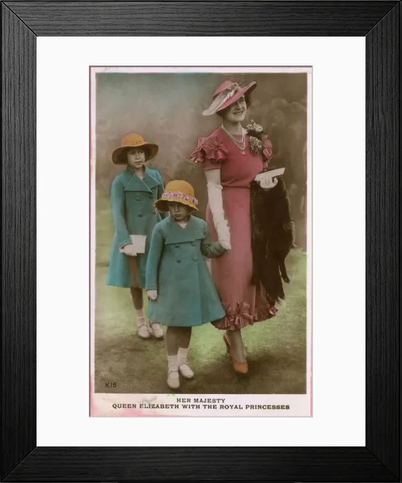 Framed Print : Queen Elizabeth with Princesses Elizabeth and Margaret Framed Print : Queen Elizabeth with Princesses Elizabeth and Margaret
