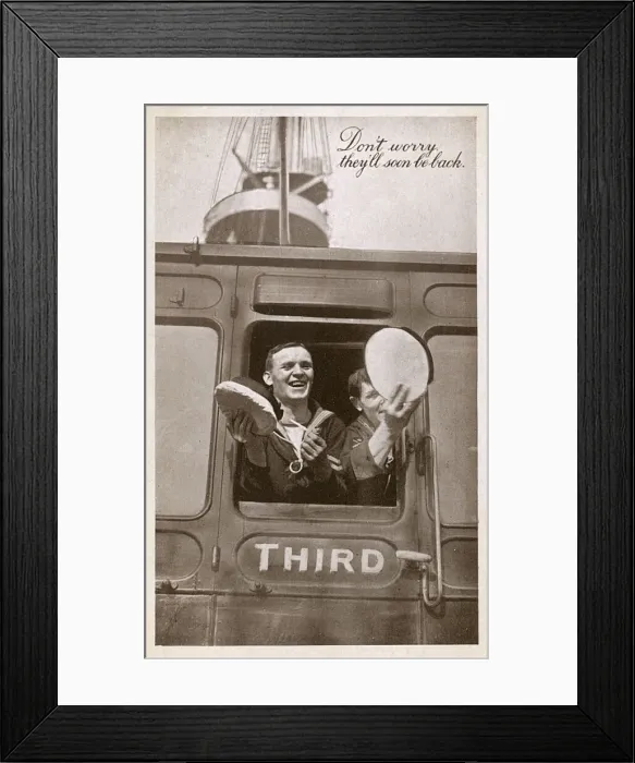 Framed Print : Two sailors leaving for War - WW2 Framed Print : Two sailors leaving for War - WW2