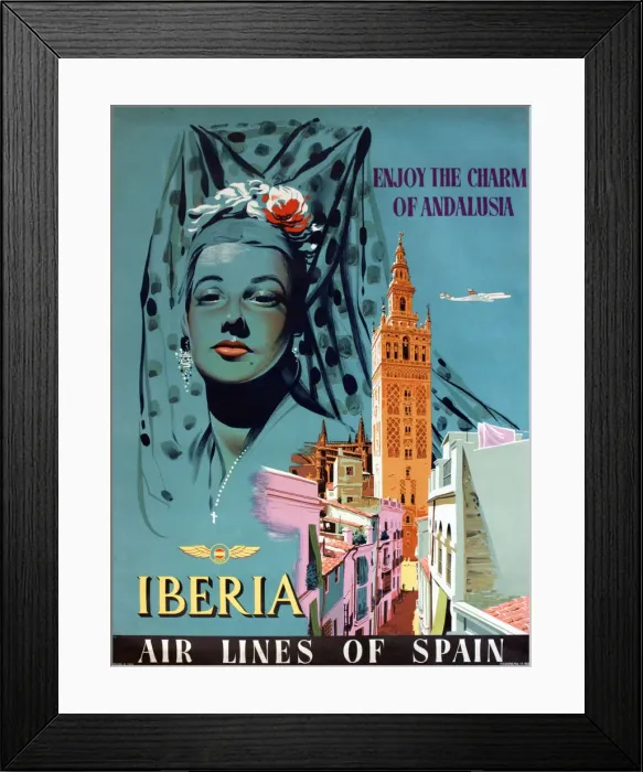 Framed Print : Poster advertising Iberia Airlines Framed Print : Poster advertising Iberia Airlines