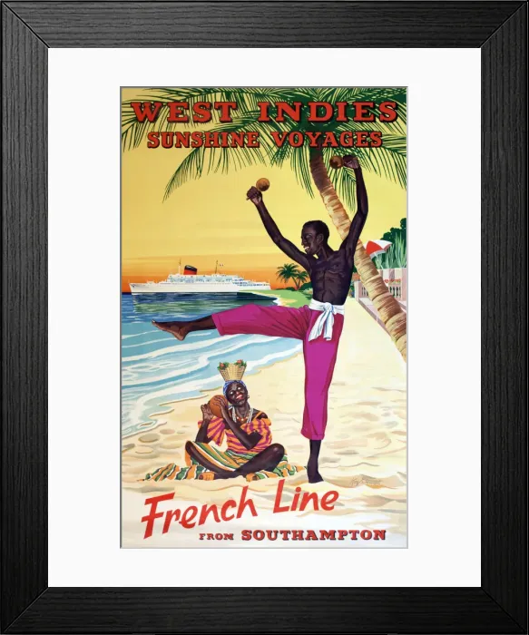 Framed Print : Poster advertising French Line to the West Indies