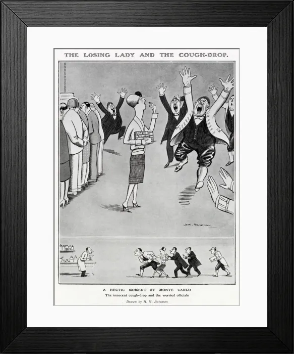 Framed Print : The Losing Lady And The Cough-Drop, A Hectic Moment At Monte Carlo by H M Bateman Framed Print : The Losing Lady And The Cough-Drop, A Hectic Moment At Monte Carlo by H M Bateman