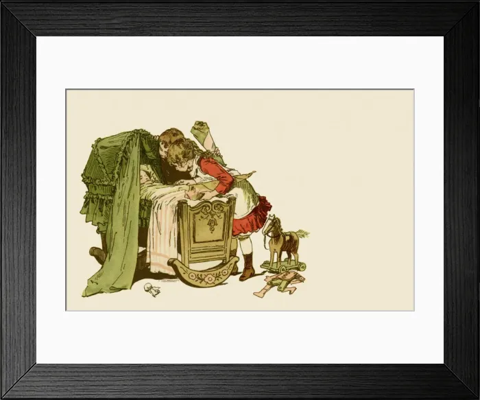 Framed Print : Baby in a cot Framed Print : Baby in a cot