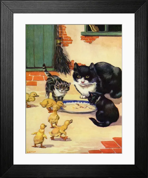 Framed Print : Chicks and kittens Framed Print : Chicks and kittens