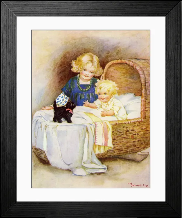 Framed Print : Child with a kitten Framed Print : Child with a kitten