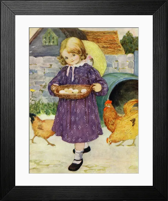 Framed Print : Collecting hens eggs Framed Print : Collecting hens eggs