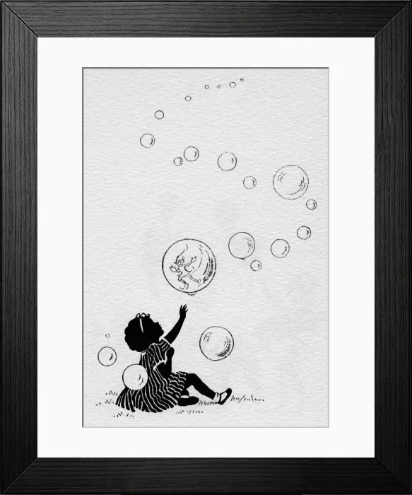 Framed Print : Girl blowing bubbles Framed Print : Girl blowing bubbles