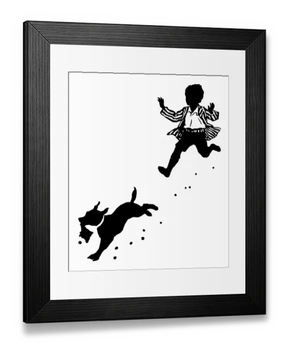 Framed Print : Boy chasing a dog Framed Print : Boy chasing a dog