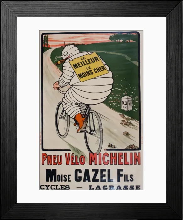 Framed Print : Advertisement for Michelin bicycle tyres Framed Print : Advertisement for Michelin bicycle tyres