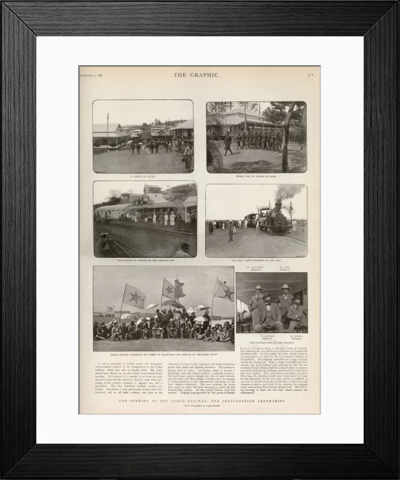 Framed Print : Opening of the Congo railway, page from The Graphic Framed Print : Opening of the Congo railway, page from The Graphic