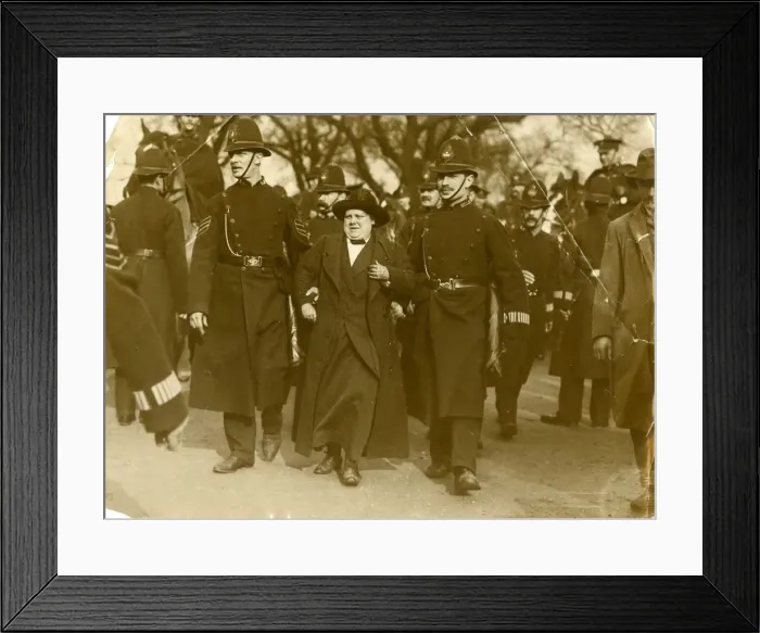 Framed Print : Policemen escorting a suffragette Framed Print : Policemen escorting a suffragette