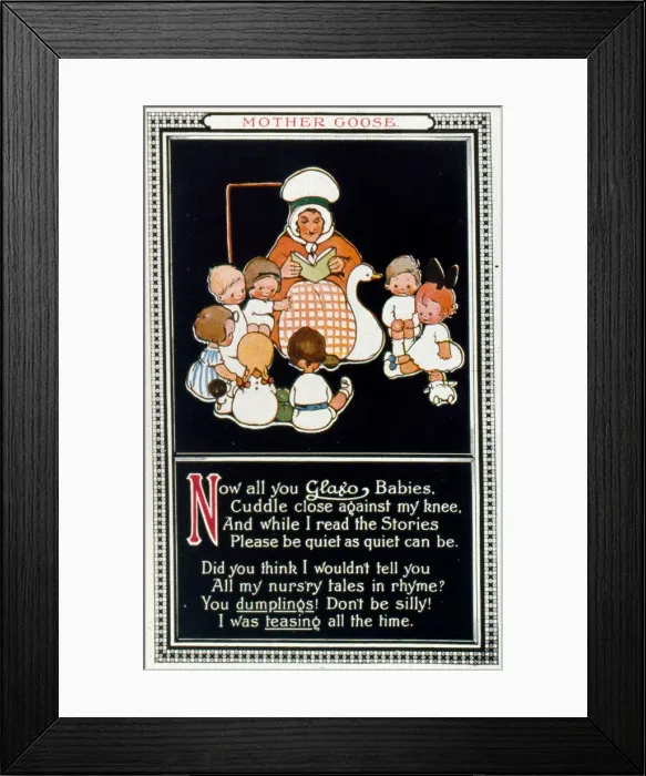 Framed Print : Mother Goose design, advertising Glaxo for children Framed Print : Mother Goose design, advertising Glaxo for children
