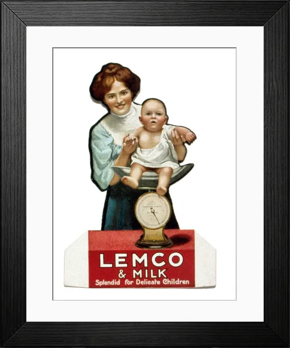 Framed Print : Cutout advertisement for Lemco & Milk Framed Print : Cutout advertisement for Lemco & Milk