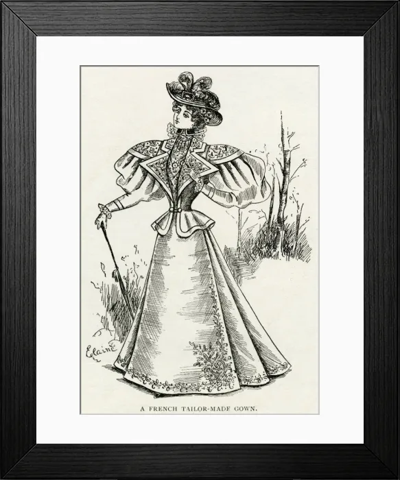 Framed Print : French tailored-made gown 1895 Framed Print : French tailored-made gown 1895