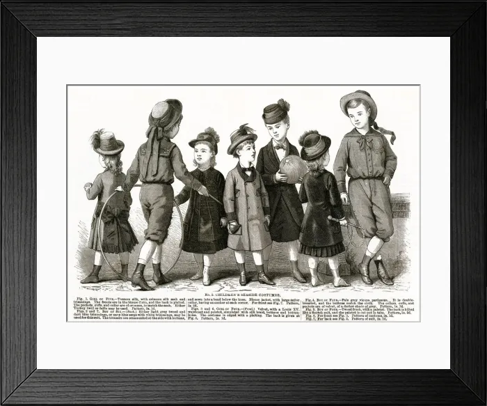 Framed Print : Children seaside costumes 1879 Framed Print : Children seaside costumes 1879