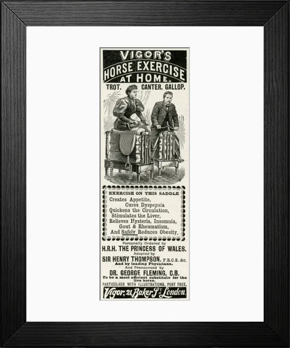Framed Print : Advert for Vigors exercise horse at home 1895 Framed Print : Advert for Vigors exercise horse at home 1895