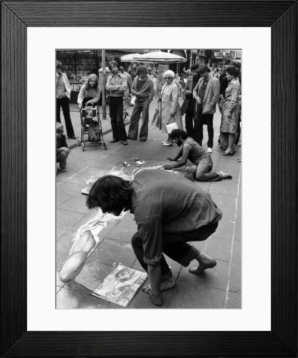 Framed Print : Pavement artists at work, Bonn, Germany Framed Print : Pavement artists at work, Bonn, Germany