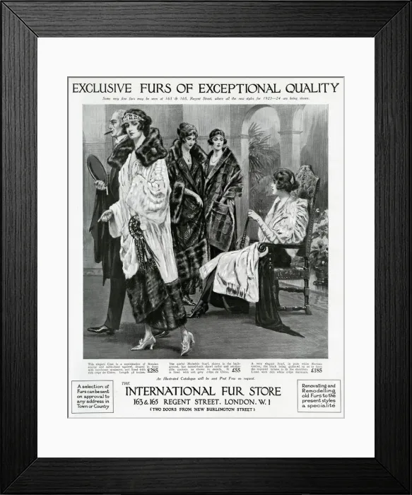 Framed Print : Advert for International Fur Store 1923 Framed Print : Advert for International Fur Store 1923