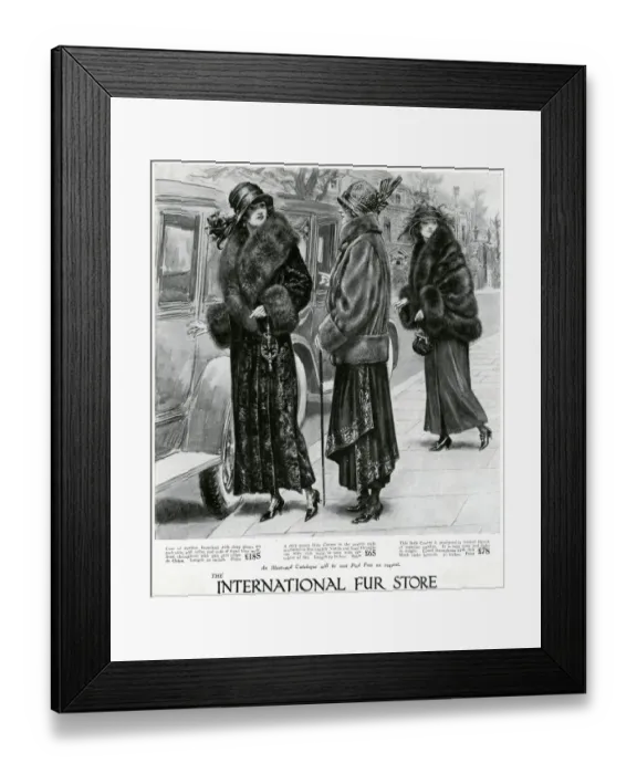 Framed Print : Advert for International Fur Store 1923 Framed Print : Advert for International Fur Store 1923