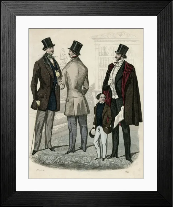 Framed Print : Gentlemens fashions for December 1849 Framed Print : Gentlemens fashions for December 1849