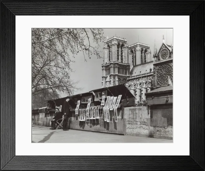 Framed Print : Print seller and customer near Notre Dame, Paris, France Framed Print : Print seller and customer near Notre Dame, Paris, France