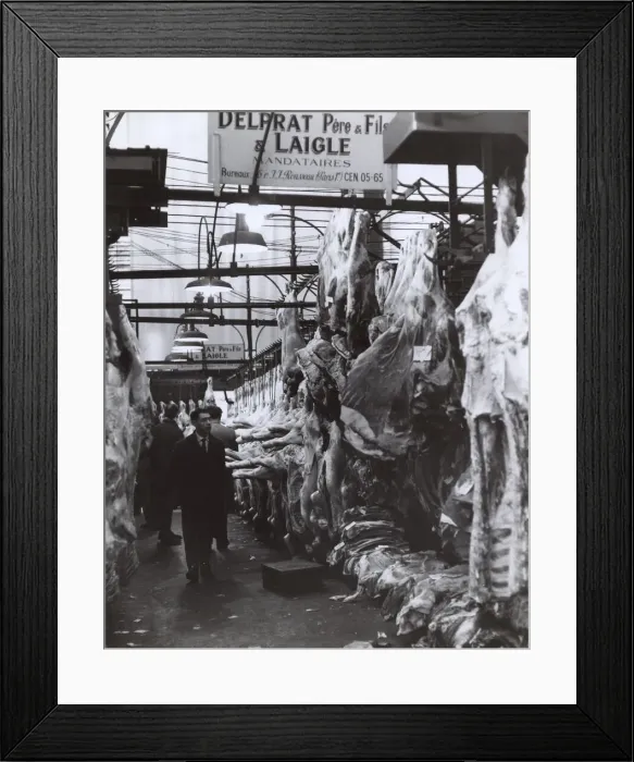Framed Print : Scene in the meat market at Les Halles, Paris, France Framed Print : Scene in the meat market at Les Halles, Paris, France
