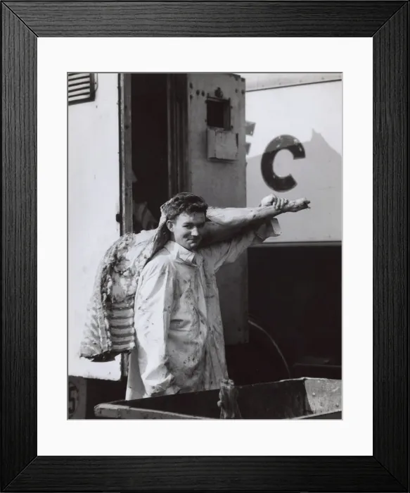 Framed Print : Meat porter working at Les Halles, Paris, France Framed Print : Meat porter working at Les Halles, Paris, France