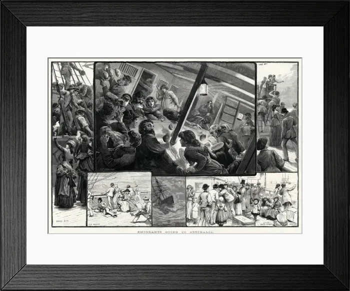 Framed Print : Emigrants going to Australia 1887 Framed Print : Emigrants going to Australia 1887