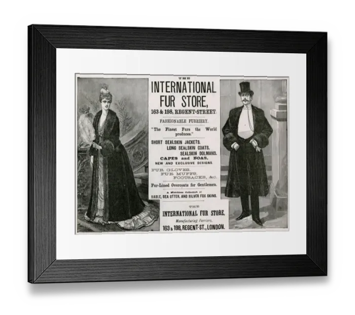 Framed Print : Advert for International Fur Store 1889 Framed Print : Advert for International Fur Store 1889
