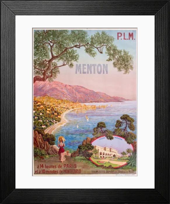 Framed Print : Poster, PLM train service to Menton, France Framed Print : Poster, PLM train service to Menton, France