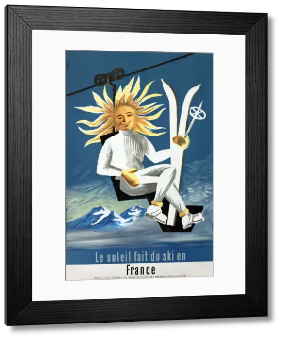 Framed Print : Poster, The sun goes skiing in France Framed Print : Poster, The sun goes skiing in France