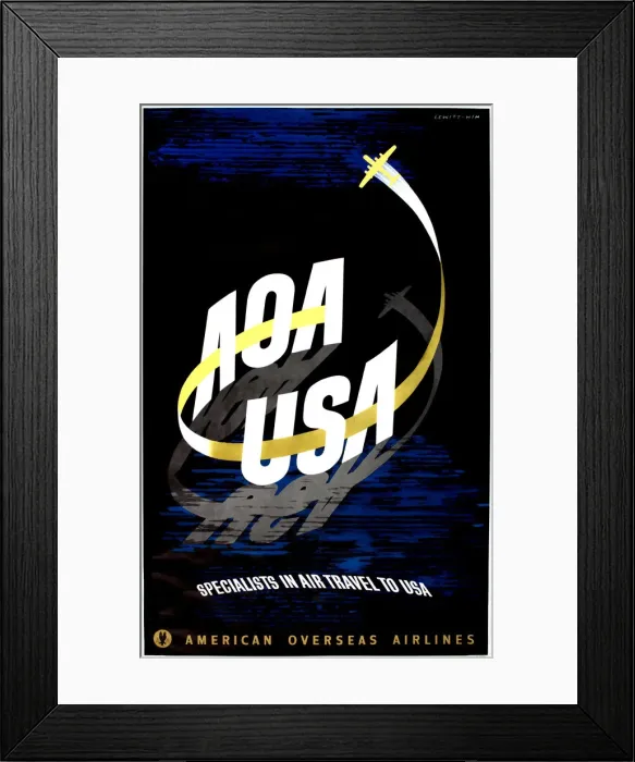 Framed Print : Poster, American Overseas Airlines Framed Print : Poster, American Overseas Airlines
